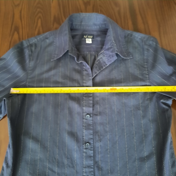 Armani Jeans Navy Striped Long Sleeve Shirt Size Large - Picture 5 of 8